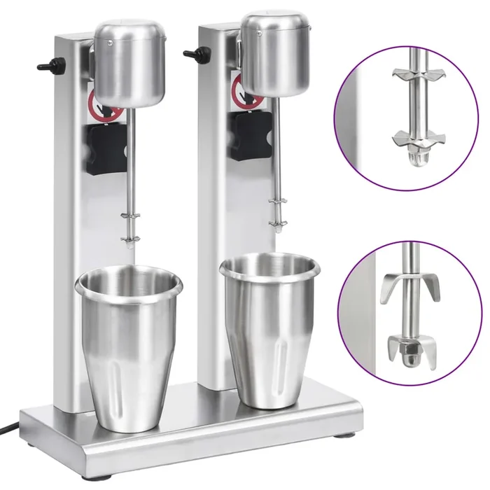 vidaXL Batidora de batidos con doble vaso de acero inoxidable 2 L