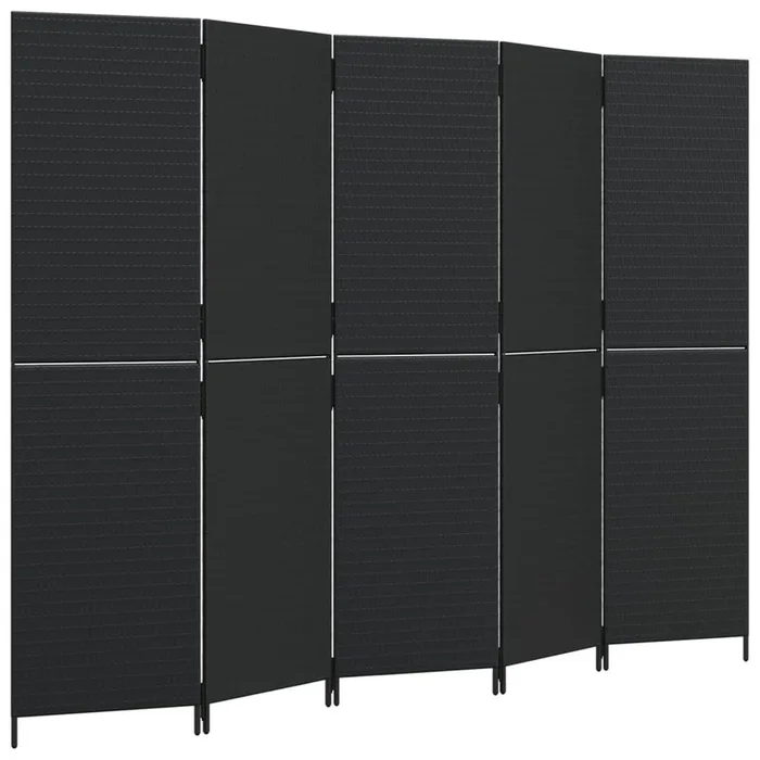 vidaXL Biombo de 5 paneles ratán sintético negro