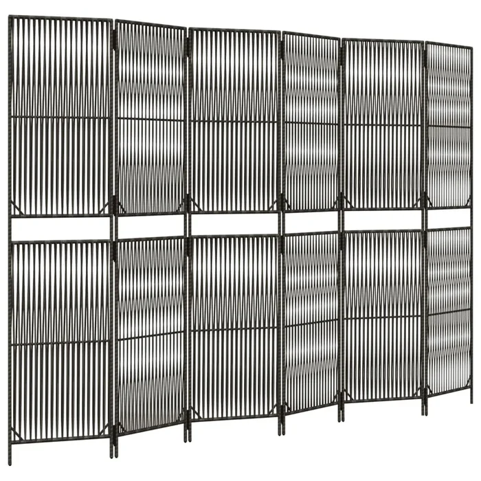 vidaXL Biombo de 6 paneles ratán sintético gris (3)