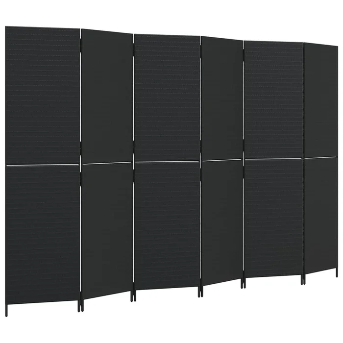 vidaXL Biombo de 6 paneles ratán sintético negro