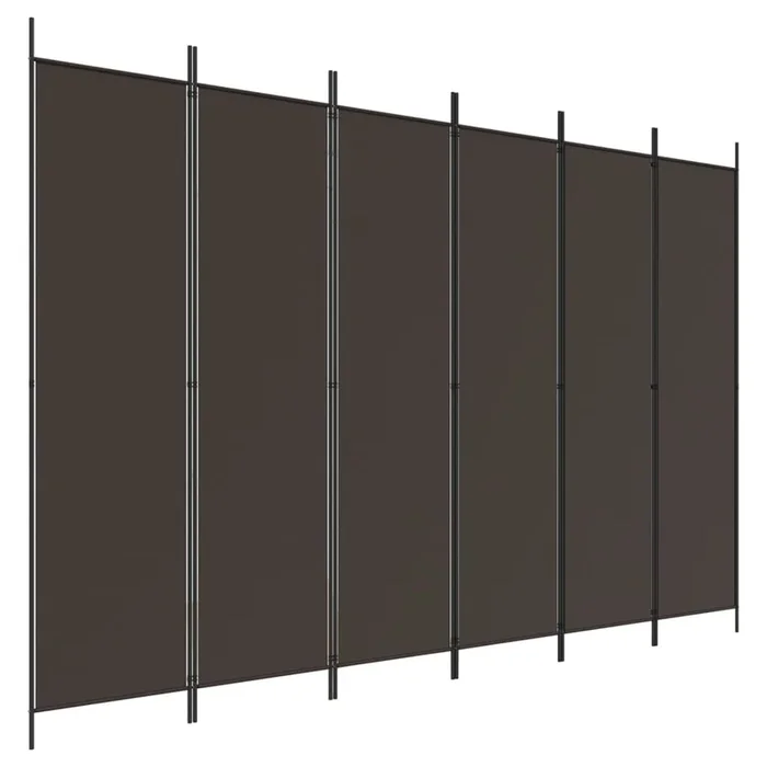 vidaXL Biombo divisor de 6 paneles de tela marrón 300×200 cm (2)