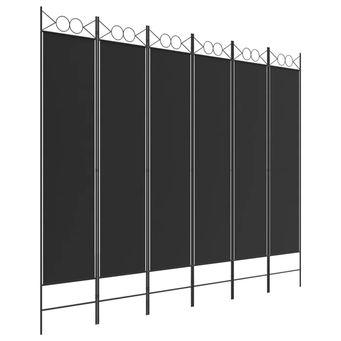 vidaXL Biombo divisor de 6 paneles de tela negro 240×200 cm