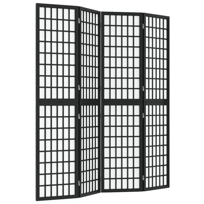 vidaXL Biombo plegable con 4 paneles estilo japonés negro 160×170 cm