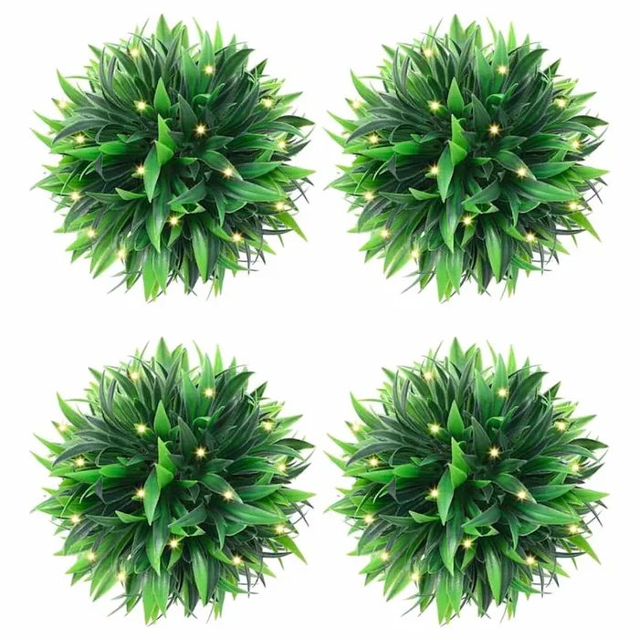 vidaXL Bolas de boj artificial con luces LED 4 unidades 15 cm