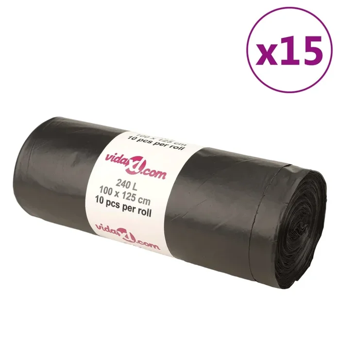 vidaXL Bolsas de basura negras 150 unidades 240 l