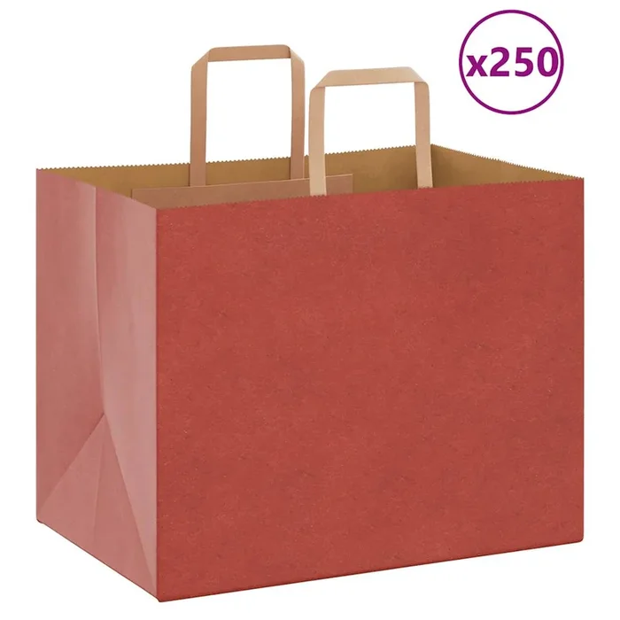 vidaXL Bolsas de papel con asas 250 uds rojo 32x22x24 cm