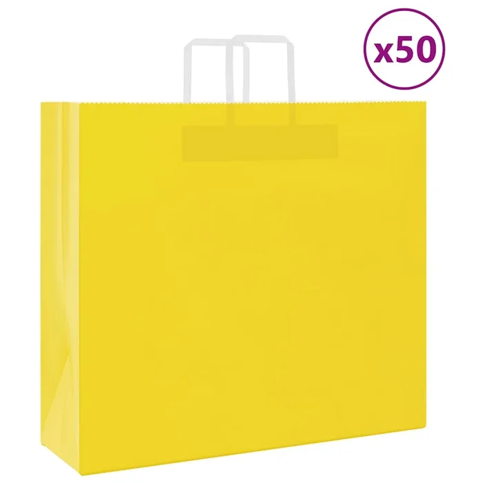 vidaXL Bolsas de papel con asas 50 uds amarillas 54x15x49 cm