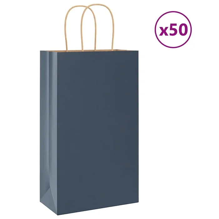vidaXL Bolsas de papel con asas 50 uds azul 21x11x36 cm (2)