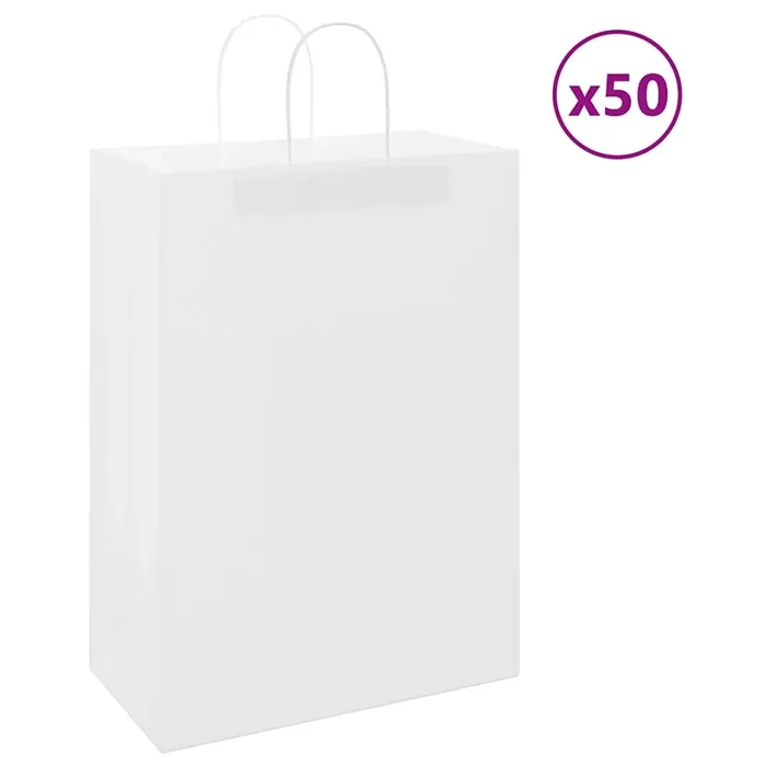 vidaXL Bolsas de papel con asas 50 uds blanca 32x17x44 cm