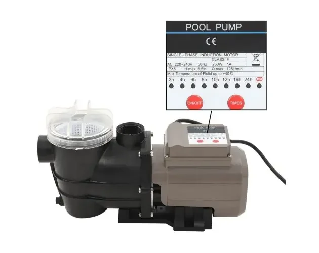 vidaXL bomba de piscina con temporizador negra 0,25 hp 8000 l/h | Brico Depôt Migliore Qualità