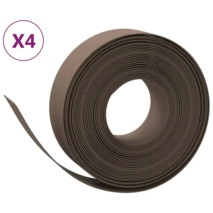 vidaXL Borduras de jardín 4 uds polietileno marrón 10 m 15 cm