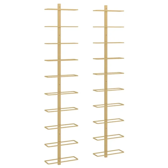 vidaXL Botellero de pared para 10 botellas 2 unidades metal dorado