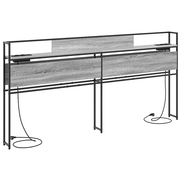 vidaXL Cabecera de almacenamiento con estante Gris sonoma 200 cm (2)