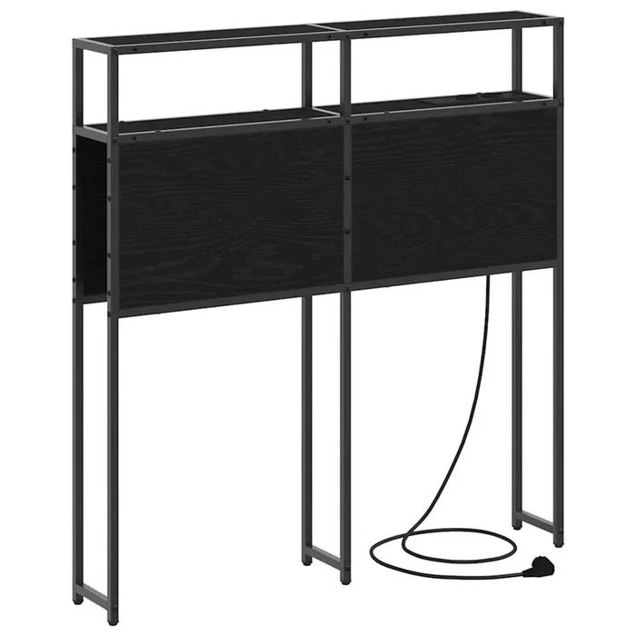 vidaXL Cabecera de almacenamiento con estante Roble negro 100 cm (3)