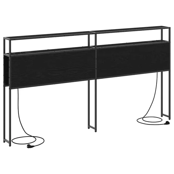 vidaXL Cabecera de almacenamiento con estante Roble negro 180 cm (3)
