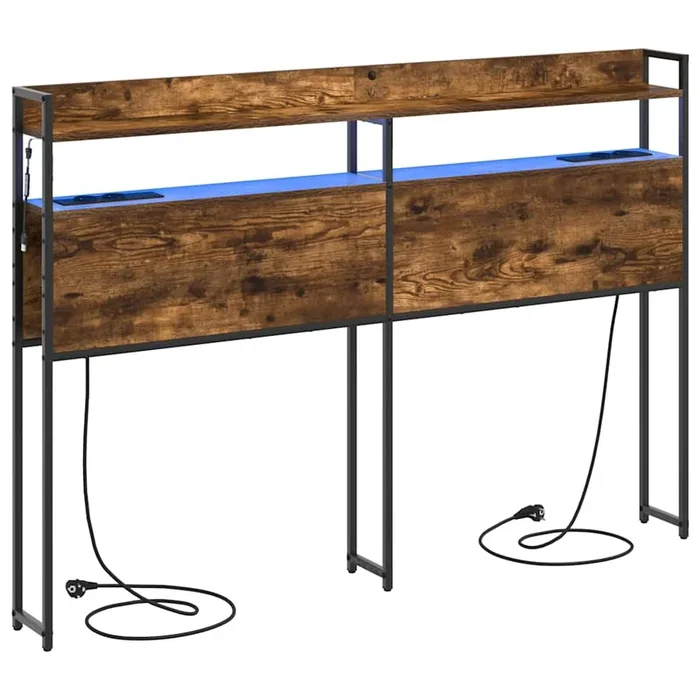 vidaXL Cabecero con estante Roble ahumado 160 cm Madera contrachapada