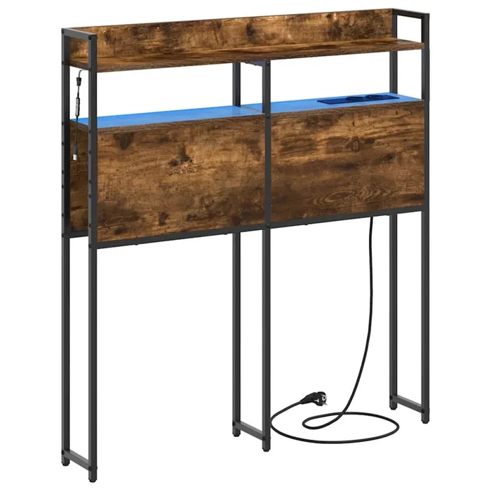 vidaXL Cabecero con estante Roble ahumado 80 cm Madera contrachapada