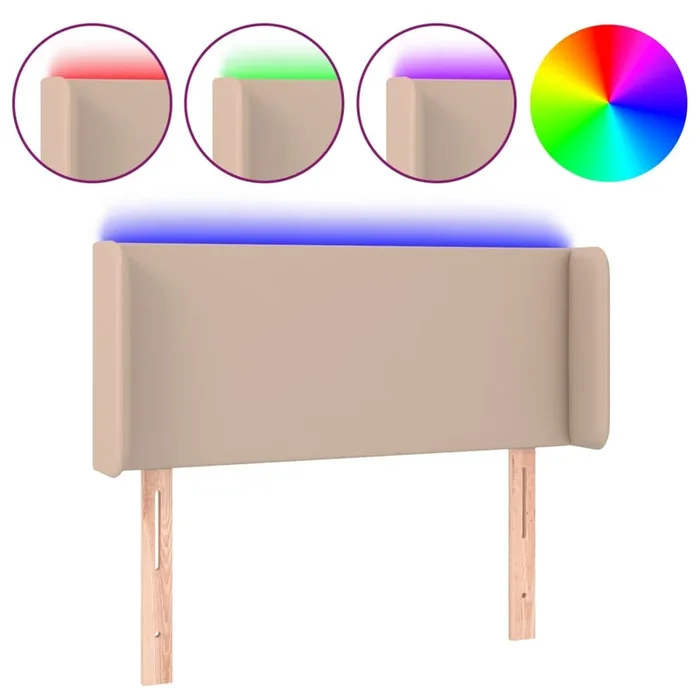 vidaXL Cabecero con LED cuero sintético color capuchino 83x16x78/88 cm (3)
