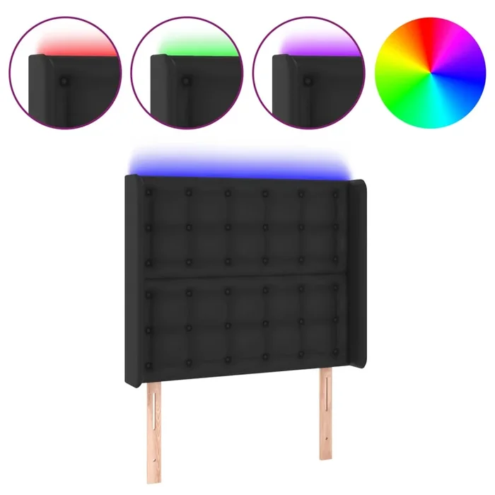 vidaXL Cabecero con LED cuero sintético negro 93x16x118/128 cm