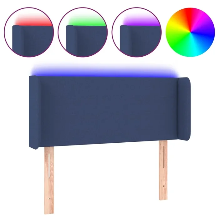 vidaXL Cabecero con LED de tela azul 103x16x78/88 cm (7)