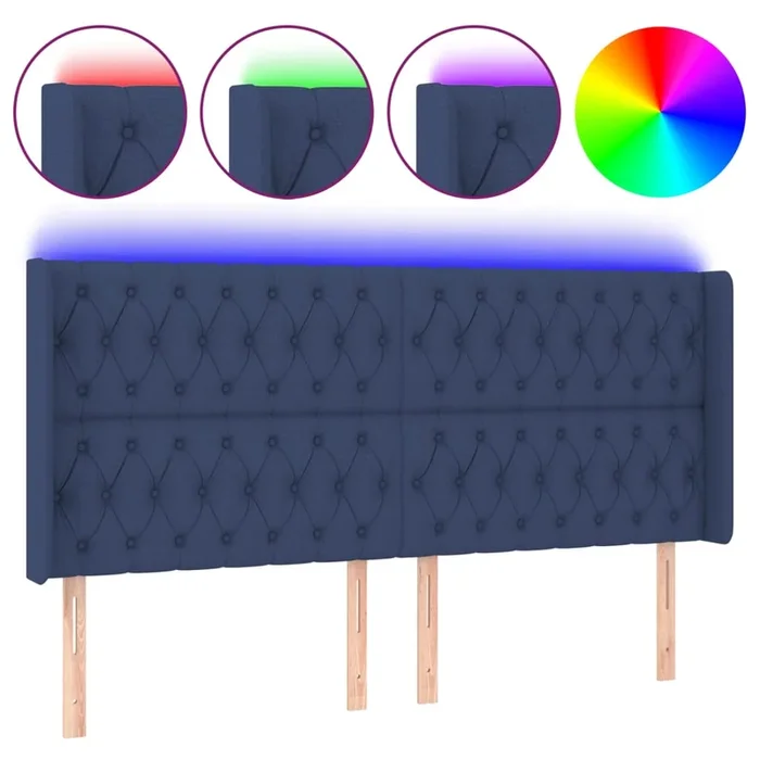 vidaXL Cabecero con LED de tela azul 183x16x118/128 cm (5)