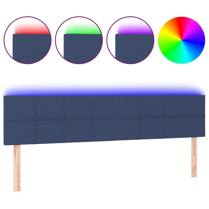 vidaXL Cabecero con LED de tela azul 200x5x78/88 cm (5)