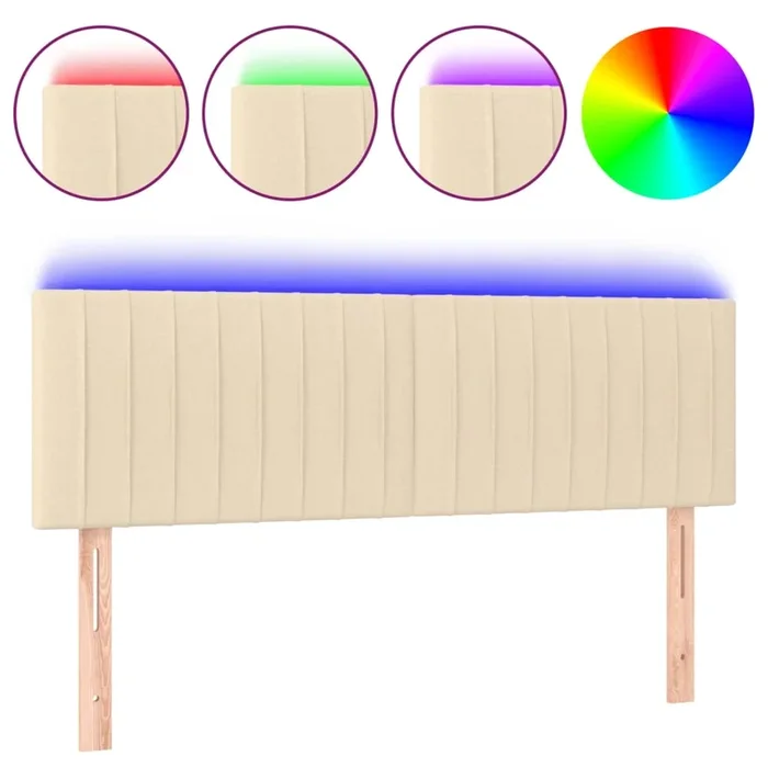 vidaXL Cabecero con LED de tela color crema 144x5x78/88 cm (5)