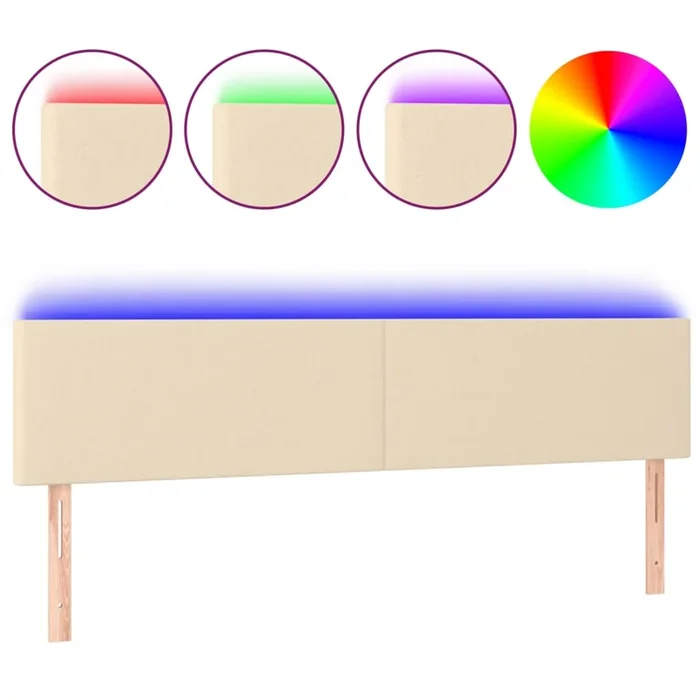 vidaXL Cabecero con LED de tela color crema 160x5x78/88 cm (3)