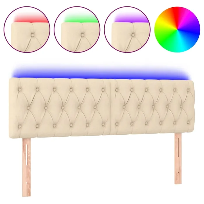 vidaXL Cabecero con LED de tela color crema 160x7x78/88 cm