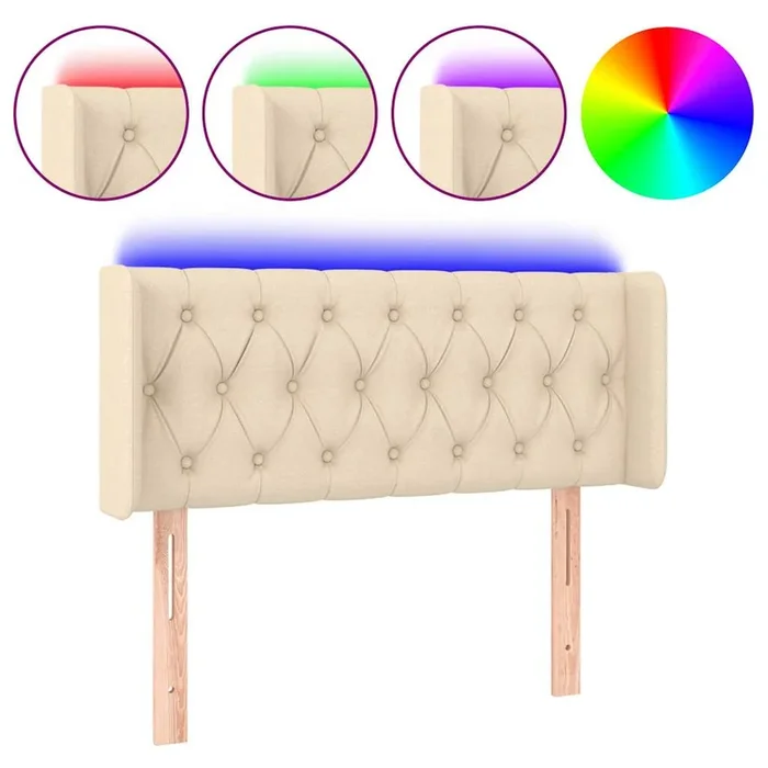 vidaXL Cabecero con LED de tela crema 103x16x78/88 cm (3)