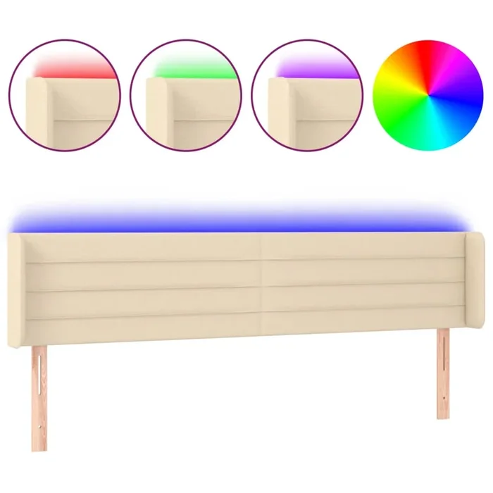 vidaXL Cabecero con LED de tela crema 183x16x78/88 cm (7)