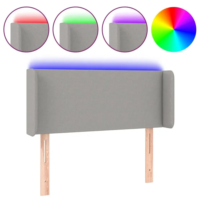 vidaXL Cabecero con LED de tela gris claro 93x16x78/88 cm (7)