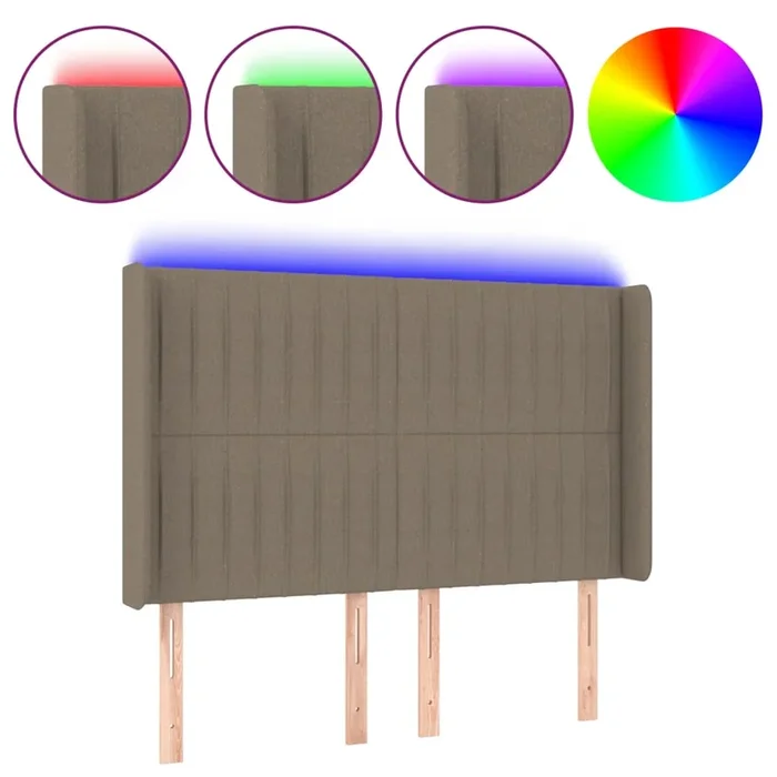 vidaXL Cabecero con LED de tela gris taupe 147x16x118/128 cm (3)