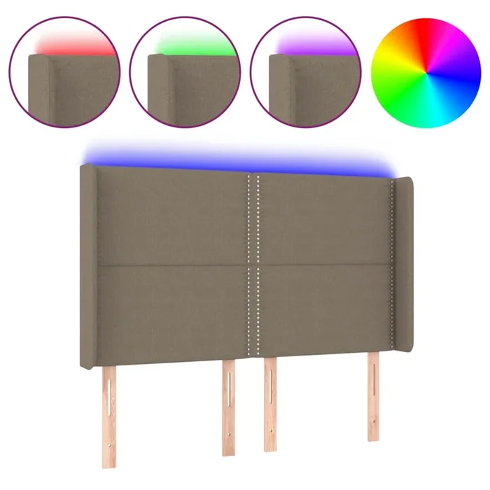 vidaXL Cabecero con LED de tela gris taupe 147x16x118/128 cm
