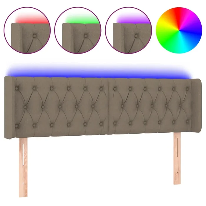 vidaXL Cabecero con LED de tela gris taupe 147x16x78/88 cm (2)