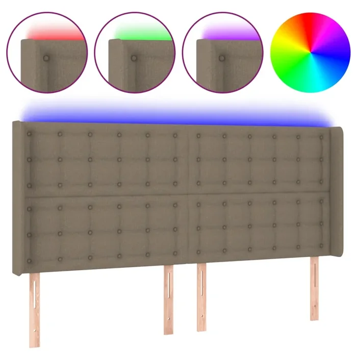 vidaXL Cabecero con LED de tela gris taupe 163x16x118/128 cm (4)