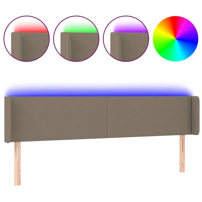 vidaXL Cabecero con LED de tela gris taupe 163x16x78/88 cm (5)