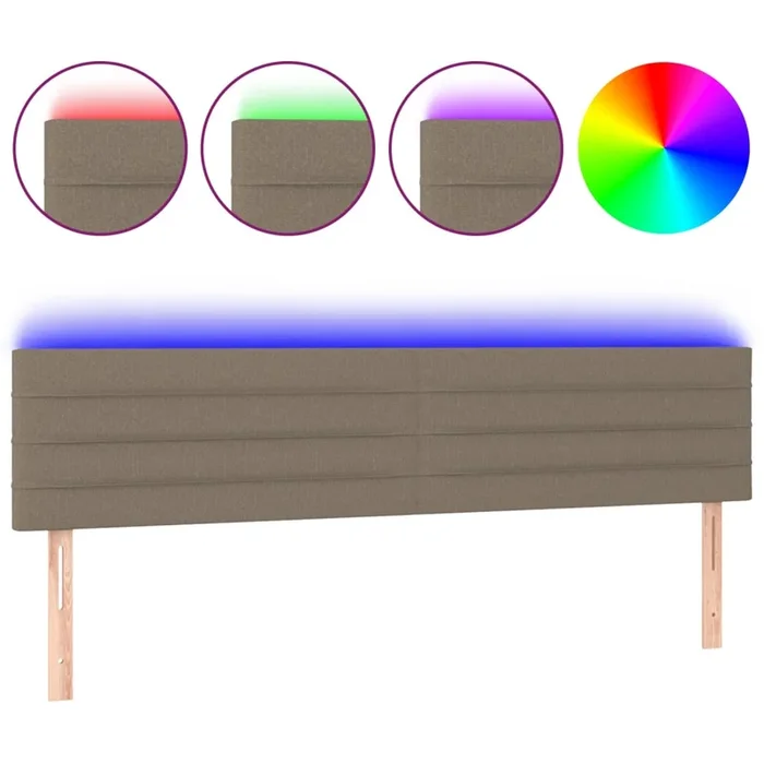 vidaXL Cabecero con LED de tela gris taupe 180x5x78/88 cm (6)