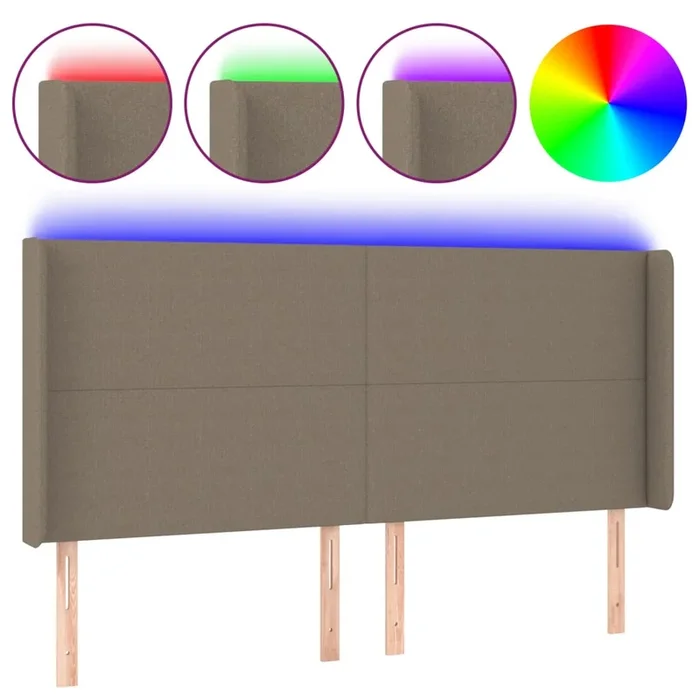vidaXL Cabecero con LED de tela gris taupe 183x16x118/128 cm (6)