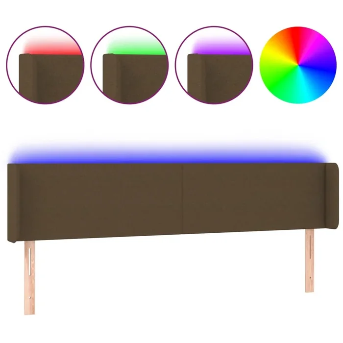 vidaXL Cabecero con LED de tela marrón oscuro 163x16x78/88 cm (3)