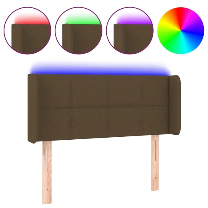 vidaXL Cabecero con LED de tela marrón oscuro 83x16x78/88 cm (7)
