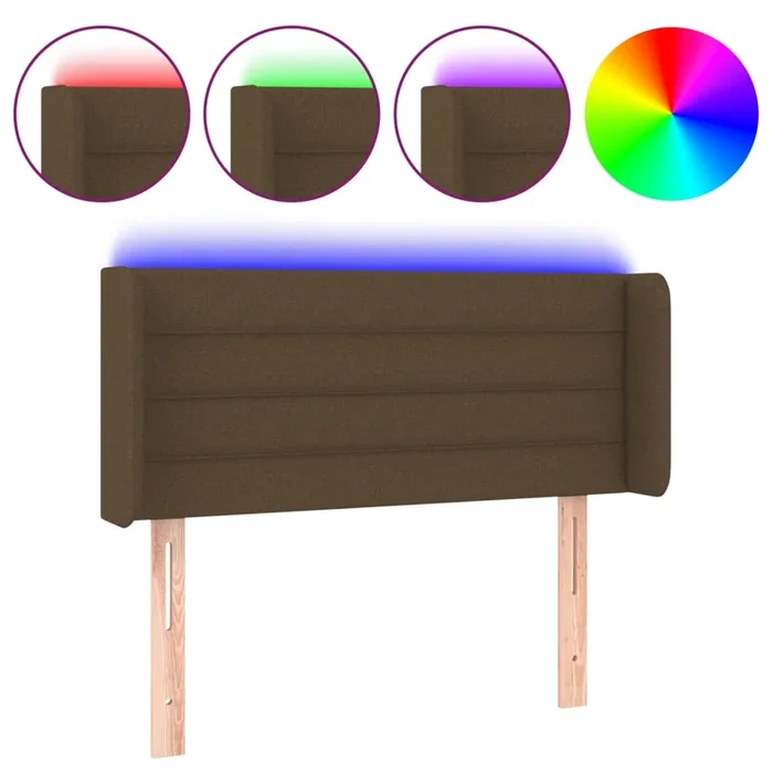 vidaXL Cabecero con LED de tela marrón oscuro 93x16x78/88 cm (4)