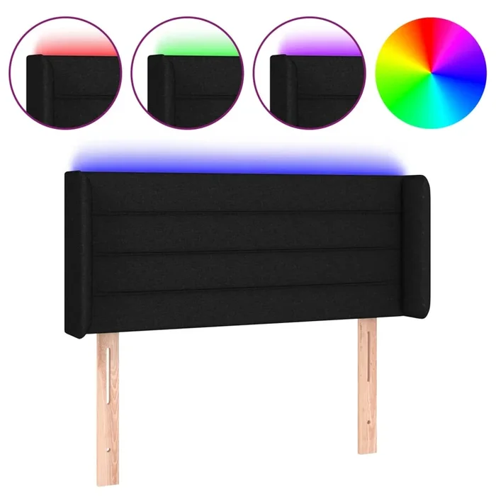 vidaXL Cabecero con LED de tela negro 93x16x78/88 cm (3)