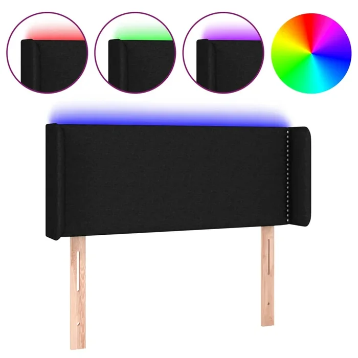 vidaXL Cabecero con LED de tela negro 93x16x78/88 cm (7)