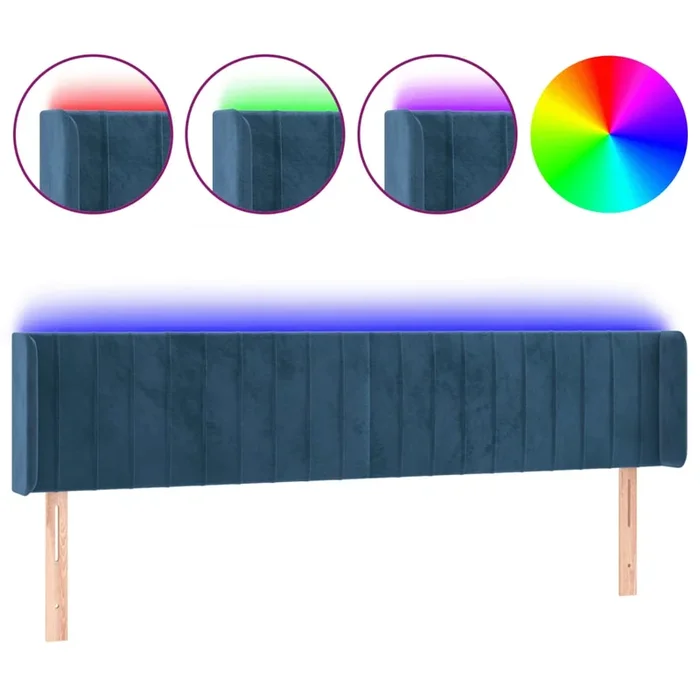 vidaXL Cabecero con LED de terciopelo azul oscuro 203x16x78/88 cm (4)