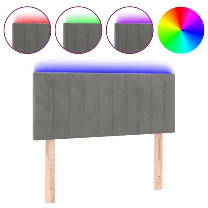 vidaXL Cabecero con LED de terciopelo gris claro 100x5x78/88 cm (2)