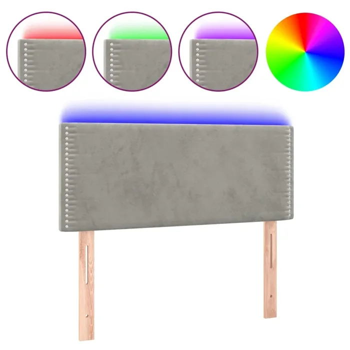vidaXL Cabecero con LED de terciopelo gris claro 80x5x78/88 cm (5)