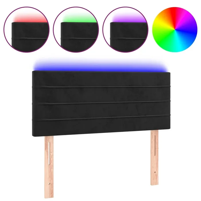 vidaXL Cabecero con LED de terciopelo negro 100x5x78/88 cm (2)