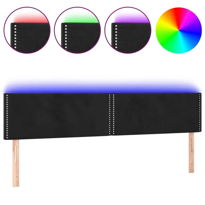 vidaXL Cabecero con LED de terciopelo negro 160x5x78/88 cm (6)