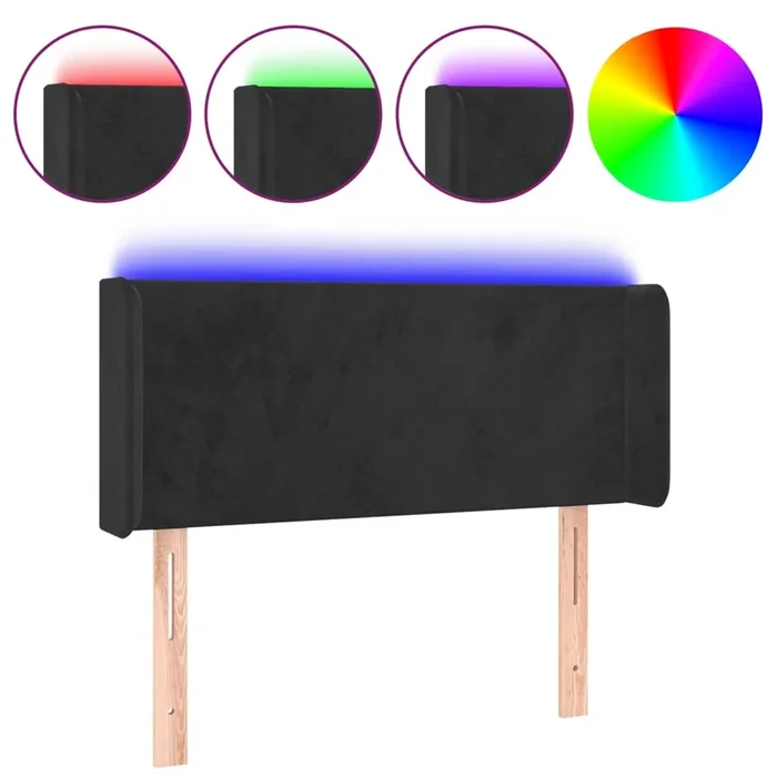 vidaXL Cabecero con LED de terciopelo negro 93x16x78/88 cm (7)